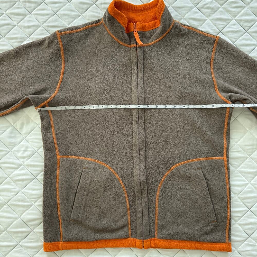 Uniqlo Reversible Fleece Jacket Womens M Gray Orange Full Zip Soft Outdoor Japan - Picture 10 of 11
